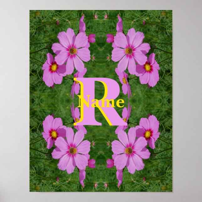 Anpassad monogram initial bokstav namn Rosa Tusens Poster (Framsidan)
