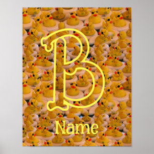 Anpassad monogram initial bokstav namn söta gummia poster