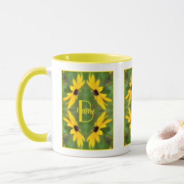 Anpassad monogram initial bokstav namn Svartögd Su Mugg (Med munk)