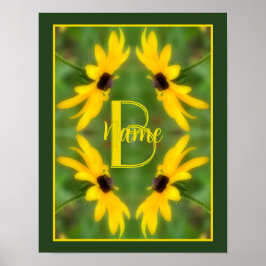 Anpassad monogram initial bokstav namn Svartögd Su Poster