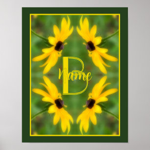 Anpassad monogram initial bokstav namn Svartögd Su Poster