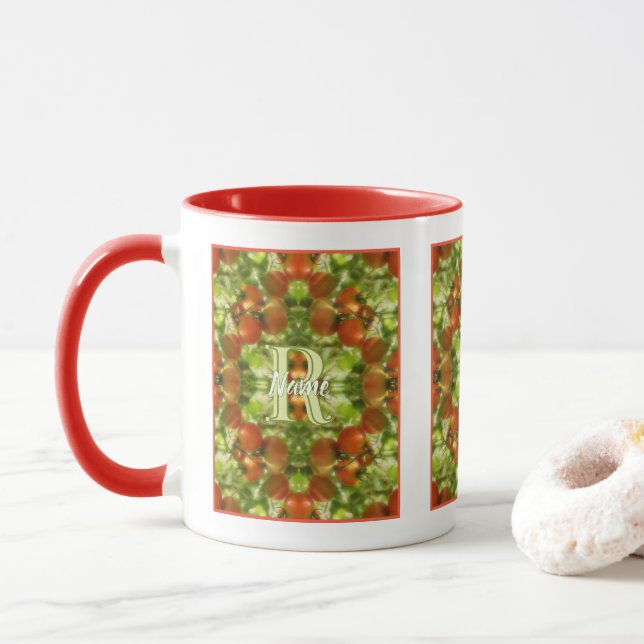 Anpassad monogram initial bokstav namn trädgårdsto mugg (Med munk)