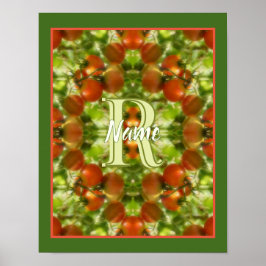 Anpassad monogram initial bokstav namn trädgårdsto poster