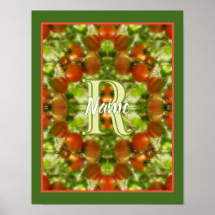 Anpassad monogram initial bokstav namn trädgårdsto poster