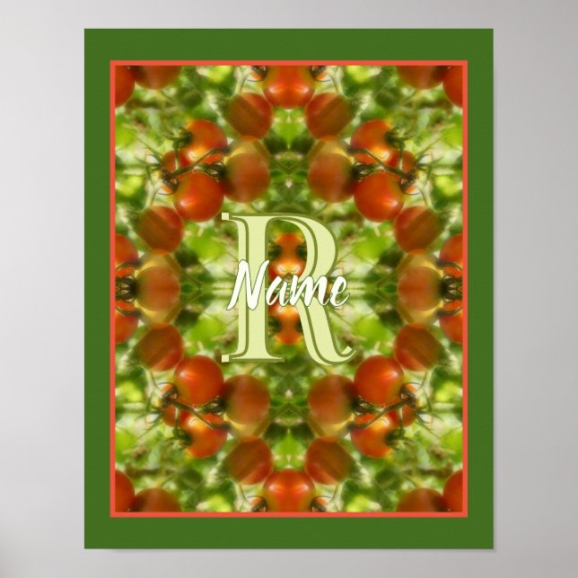 Anpassad monogram initial bokstav namn trädgårdsto poster (Framsidan)
