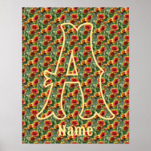 Anpassad monogram initial bokstav namn tusenskönor poster