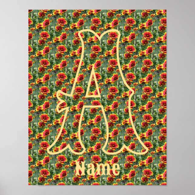 Anpassad monogram initial bokstav namn tusenskönor poster (Framsidan)