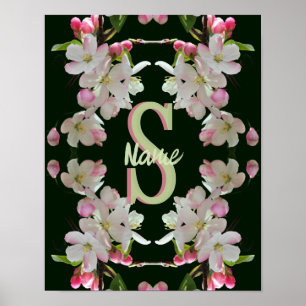 Anpassad monogram initial bokstav namn vårblomster poster