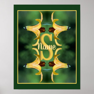 Anpassad monogram initial bokstav namn Vild lilja  Poster