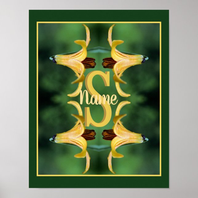 Anpassad monogram initial bokstav namn Vild lilja  Poster (Framsidan)