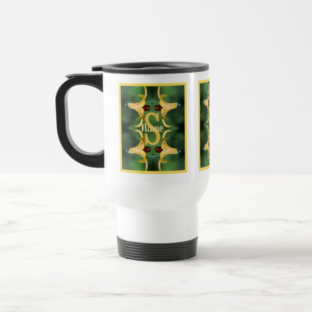 Anpassad monogram initial bokstav namn Vild lilja  Resemugg (Vänster)