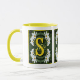 Anpassad monogram initial bokstav namn Vit Prästkr Mugg