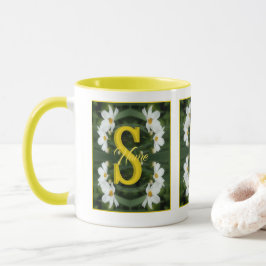 Anpassad monogram initial bokstav namn Vit Prästkr Mugg