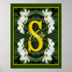 Anpassad monogram initial bokstav namn Vit Prästkr Poster