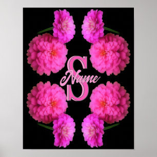 Anpassad monogram initial bokstav namn Zinnia blom Poster