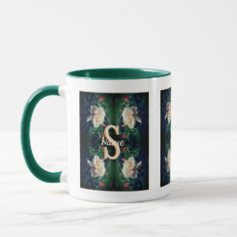 Anpassad monogram initial bokstav persikans ros mugg