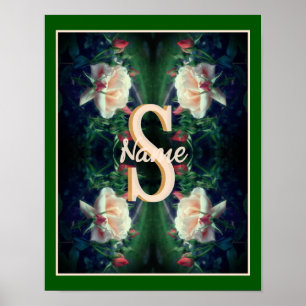 Anpassad monogram initial bokstav persikofärgad ro poster