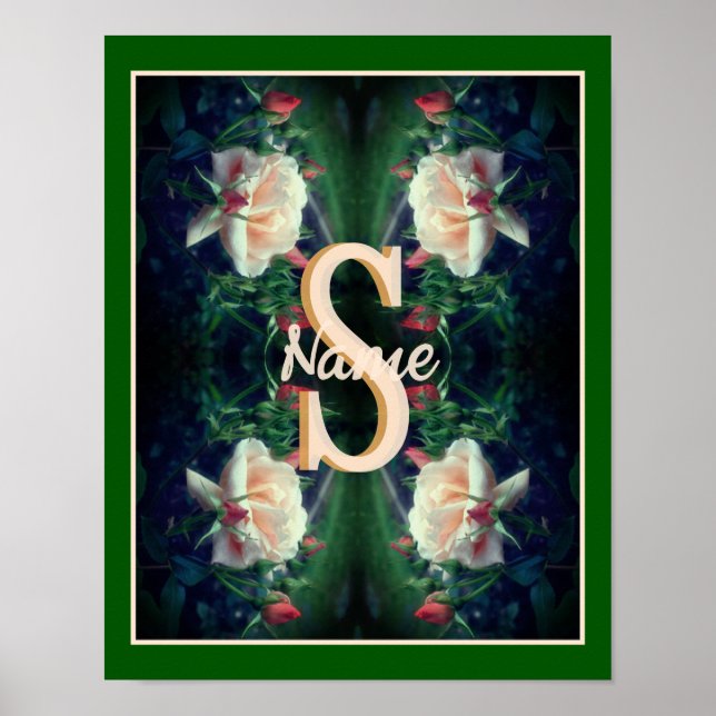 Anpassad monogram initial bokstav persikofärgad ro poster (Framsidan)