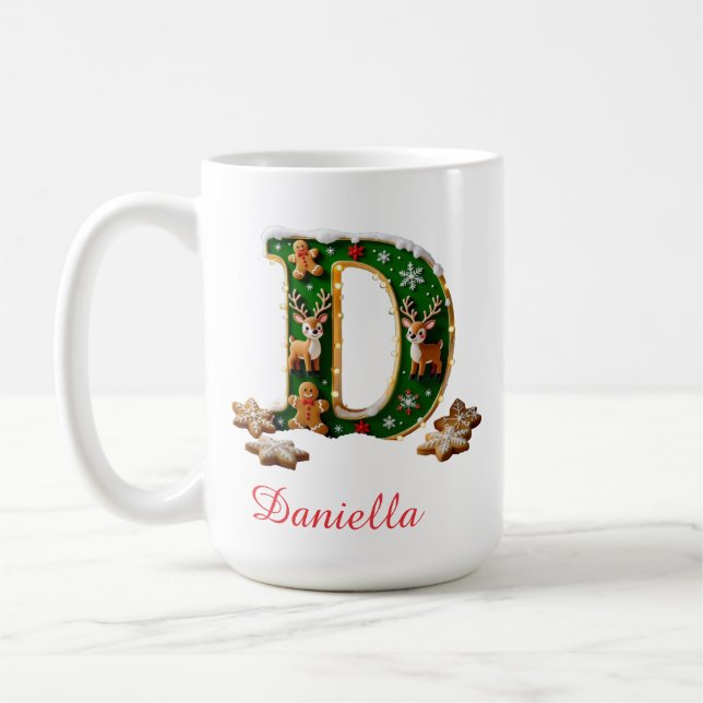 Anpassad monogram initial D God Jul  Kaffemugg (Vänster)