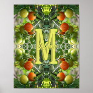 Anpassad monogram initial namn körsbärstomater poster