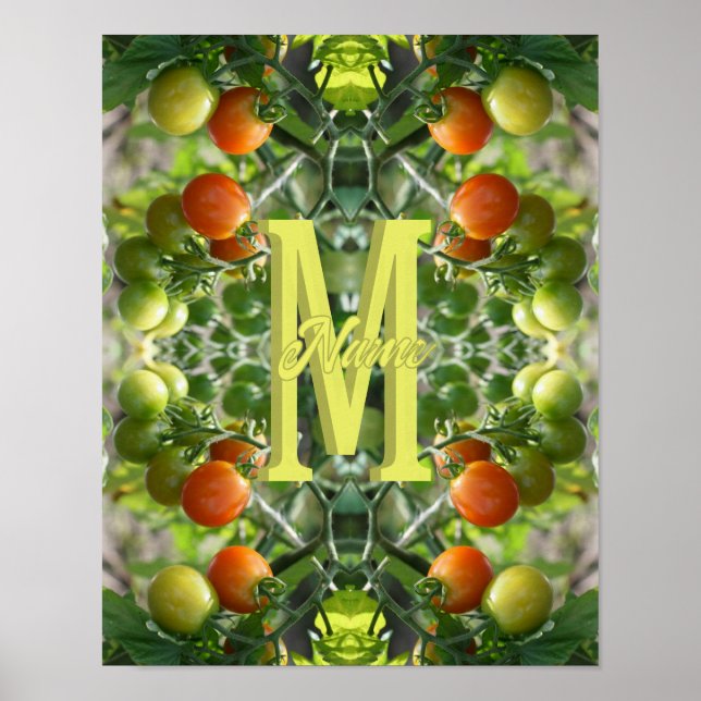 Anpassad monogram initial namn körsbärstomater poster (Framsidan)