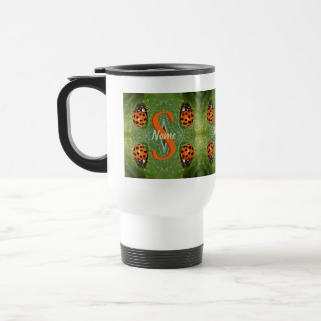 Anpassad monogram initial namn nyckelpiga konst resemugg (Vänster)