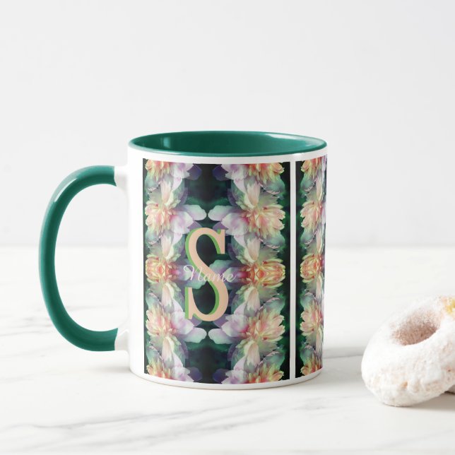 Anpassad monogram initial namn pion konst mugg (Med munk)