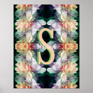 Anpassad monogram initial namn pion konst poster