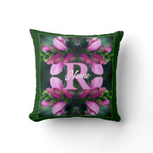 Anpassad monogram initial namn rosa blomma konst