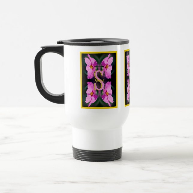 Anpassad monogram initial namn Rosa Kosmos Resemugg (Vänster)