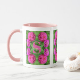 Anpassad monogram initial namn Rosa Zinnier Mugg