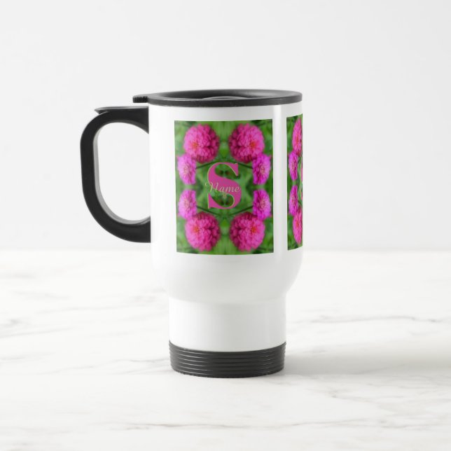 Anpassad monogram initial namn Rosa Zinnier Resemugg (Vänster)
