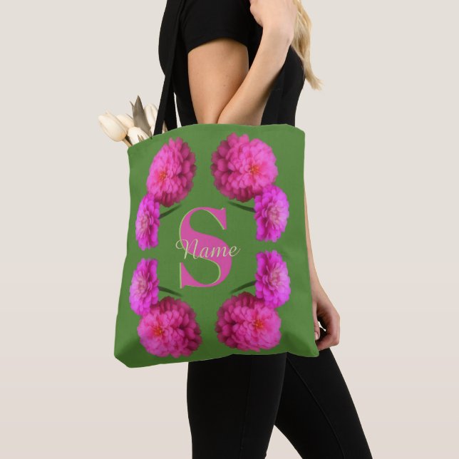 Anpassad monogram initial namn Rosa Zinnier Tygkasse (Närbild)