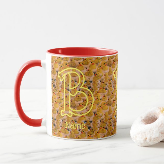 Anpassad monogram initial namn söt gummi ankor mugg (Med munk)