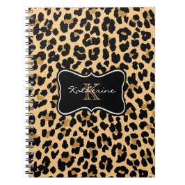 Anpassad monogram leopardtryck spiral anteckningsb anteckningsbok med spiral