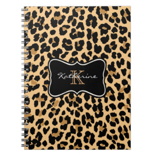 Anpassad monogram leopardtryck spiral anteckningsb anteckningsbok med spiral