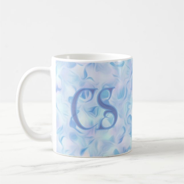 Anpassad monogram lila blomblad organisk form  kaffemugg (Vänster)