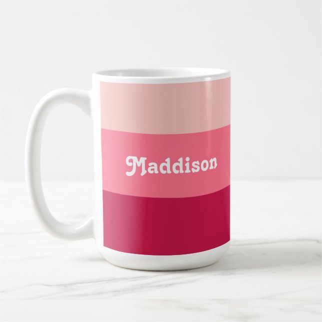 Anpassad monogram, ljus rosa retrotypografi  kaffemugg (Vänster)