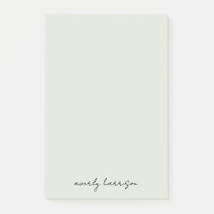 Anpassad monogram Ljus Salvia Chic Minimalistisk Post-it Block