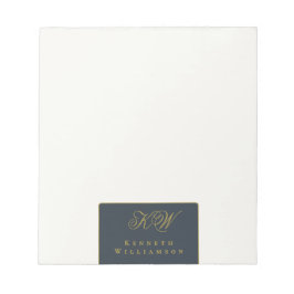 Anpassad monogram marinblå guld vit enkel herr anteckningsblock