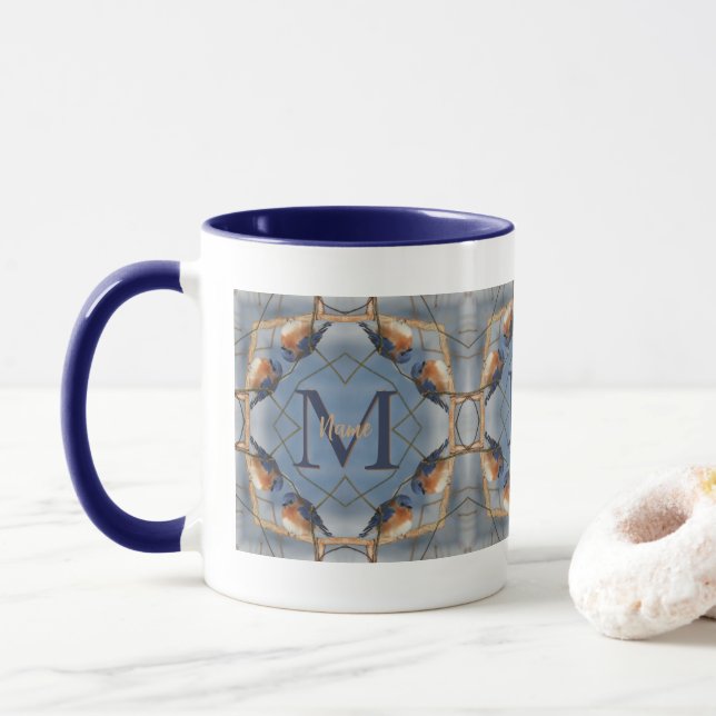 Anpassad monogram med din initial blåfågel natur k mugg (Med munk)