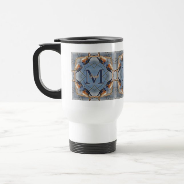 Anpassad monogram med din initial blåfågel natur k resemugg (Vänster)