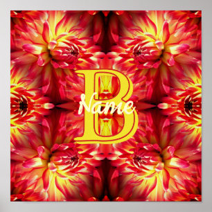 Anpassad monogram med din initiala namn Dahlia blo Poster