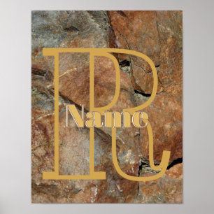 Anpassad monogram med din initiala namn granit ste poster