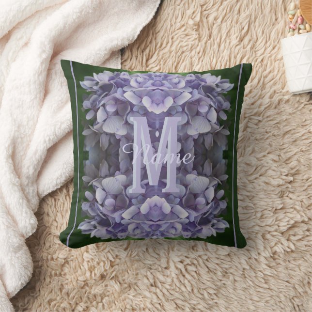 Anpassad monogram med din initiala namn Hortensia  Kudde (Filt)