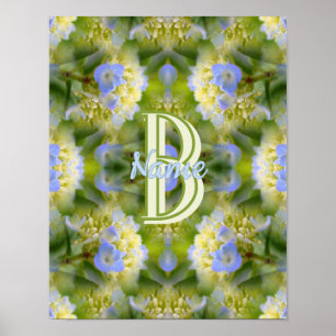 Anpassad monogram med din initiala namn Hortensia Poster