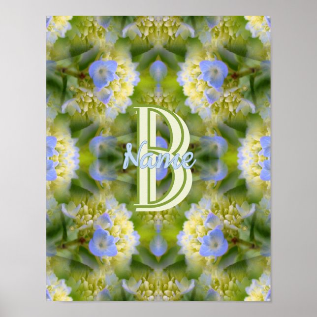 Anpassad monogram med din initiala namn Hortensia  Poster (Framsidan)