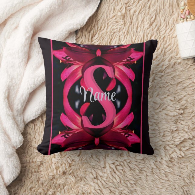 Anpassad monogram med din initiala namn lily bloms kudde (Filt)