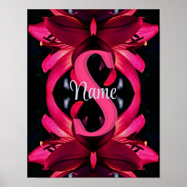 Anpassad monogram med din initiala namn lily bloms poster (Framsidan)