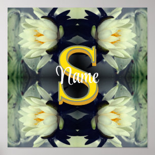 Anpassad monogram med din initiala namn Lotusblomm Poster